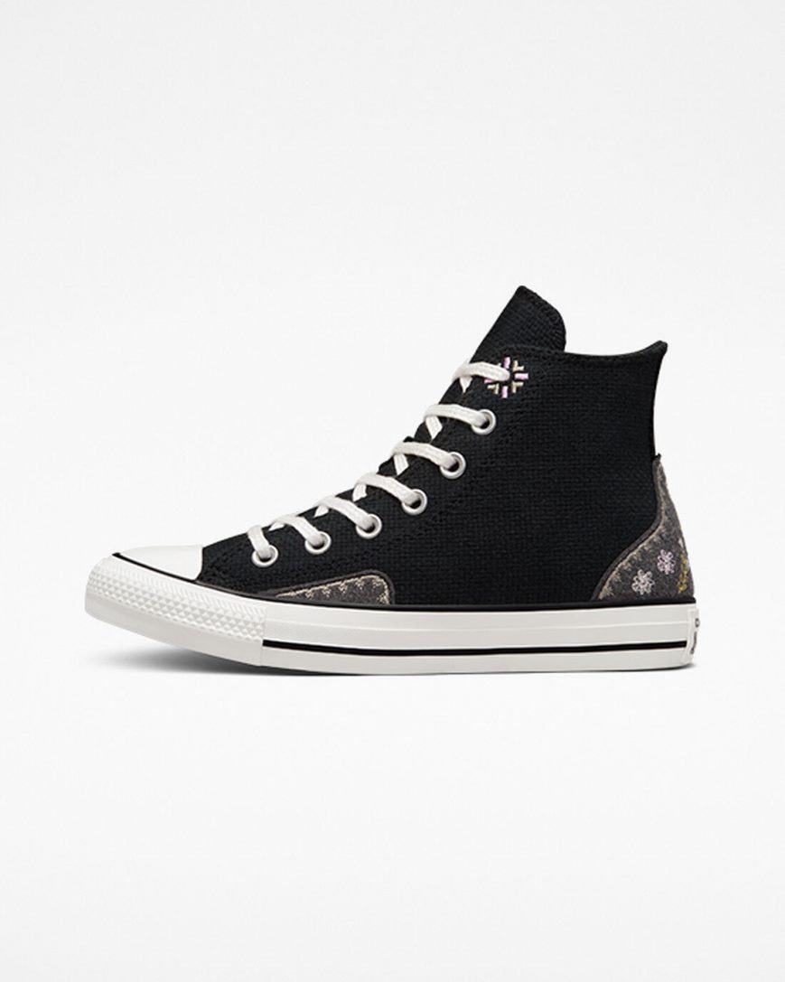 Zapatillas Altas Converse Chuck Taylor All Star Autumn Embroidery Mujer Negras Rosas | PE 072EW8